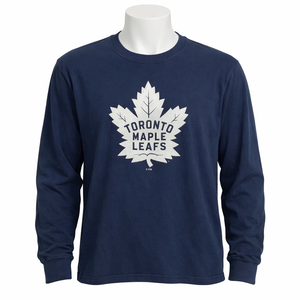 Size L NHL Toronto Maple Leafs Men’s Long Sleeve Graphic Shirt Blue Logo